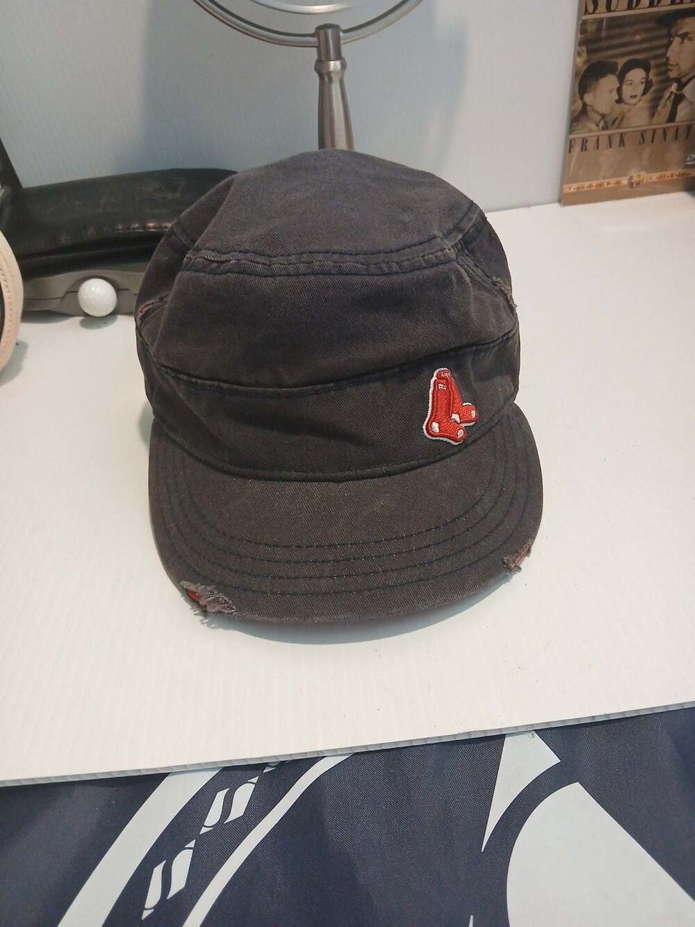 New Era Boston Red Sox Cadet Cap Adjustable Black Distressed